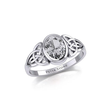 Silver Celtic Ring with Large Oval Gemstone TRI1910 - Jewelry